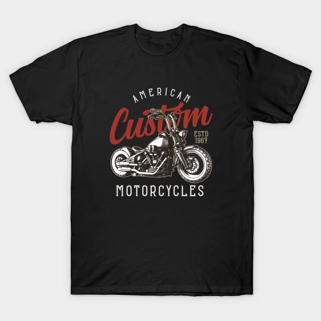 American Custom Bike Chopper Motorcycle Biker T-Shirt by Automotive Apparel & Accessoires